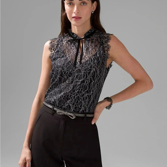 White House black market sleeveless high neck top - Picture 9 of 10